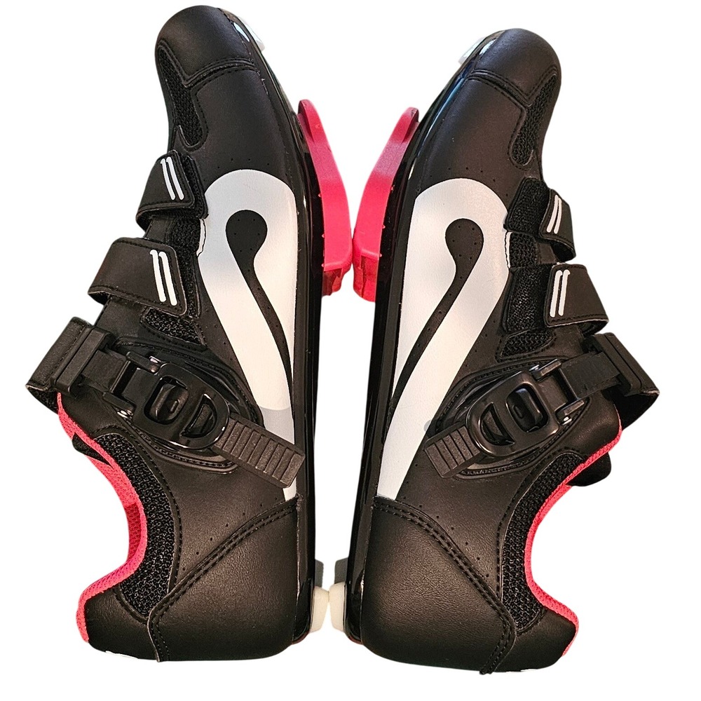 Peloton Womens Cycling Shoes Black Pink Size 38 PL-SH-B-38 with Delta Cleats